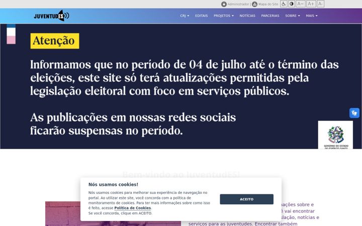 Screenshot of juventudes.es.gov.br