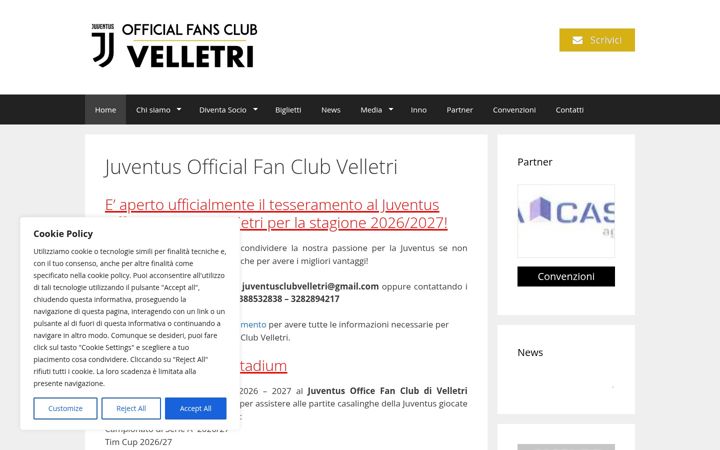 Screenshot of juventusofficialfanclubvelletri.it