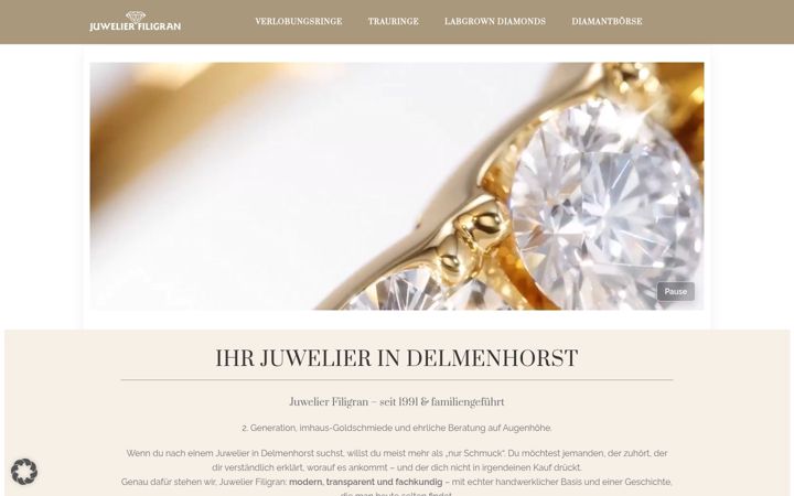 Screenshot of juwelier-filigran.com