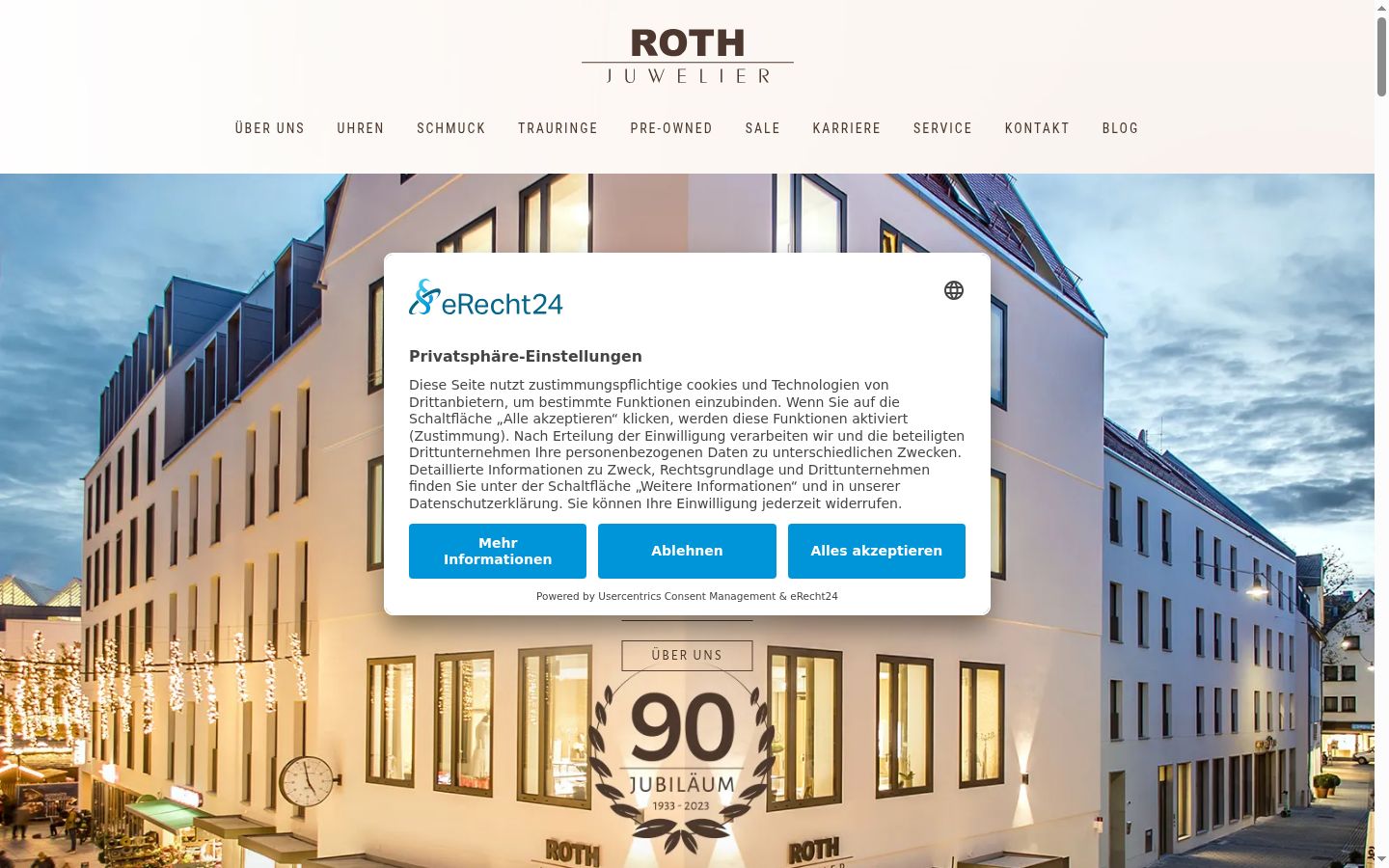 Screenshot of the consent banner shown before any interaction