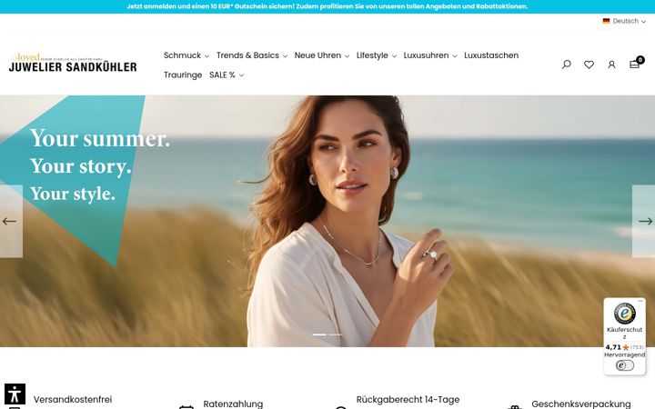 Screenshot of juwelier-sandkuehler.de