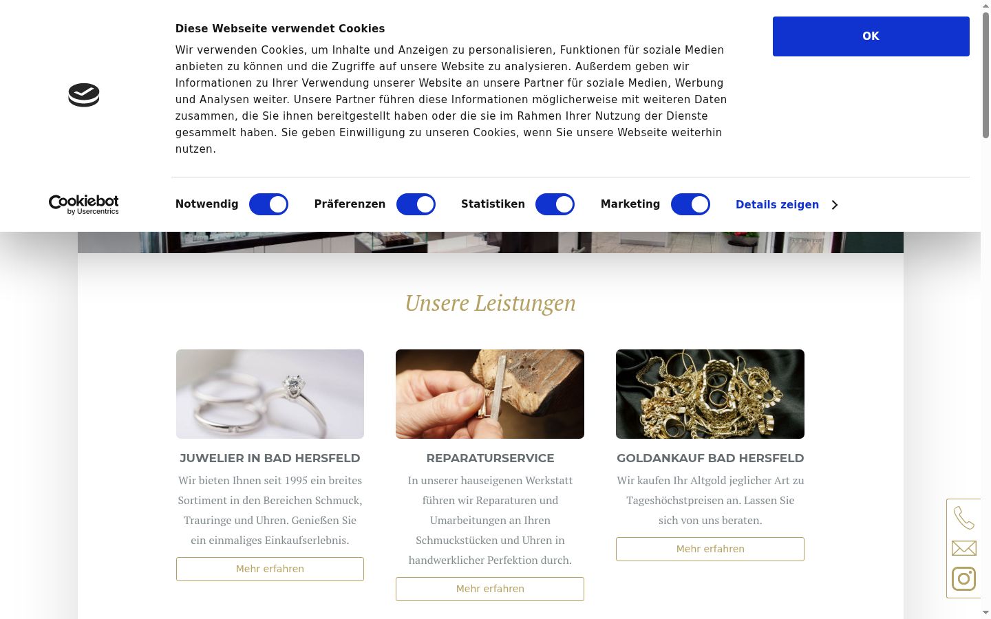 Screenshot del banner di consenso mostrato prima di qualsiasi interazione