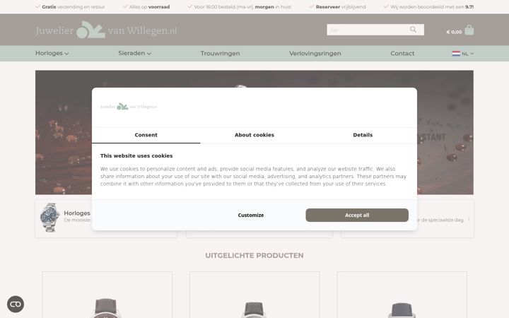 Screenshot of juweliervanwillegen.nl