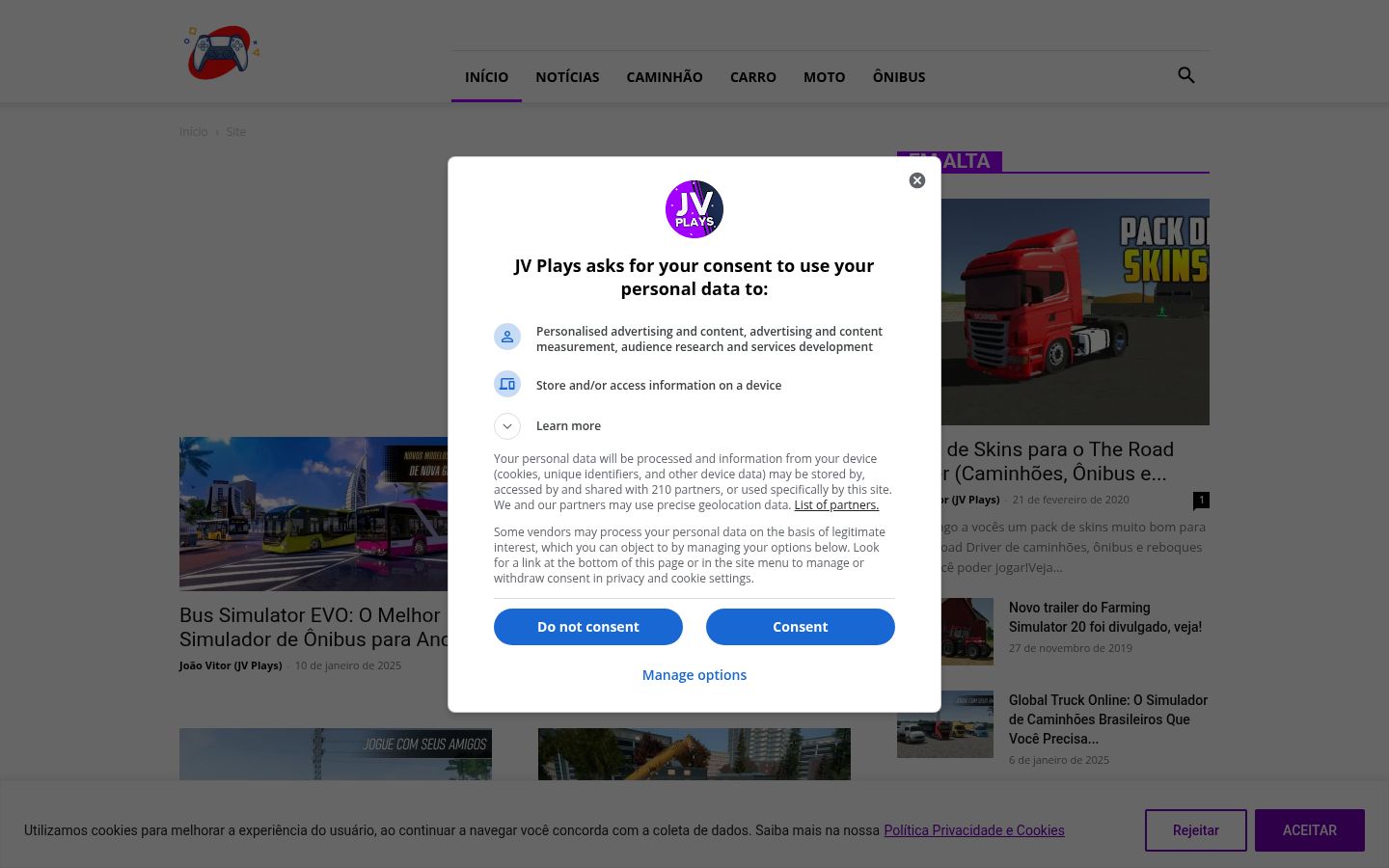 Sutikimo reklamjuostės, rodytos prieš bet kokią sąveiką, ekrano kopija