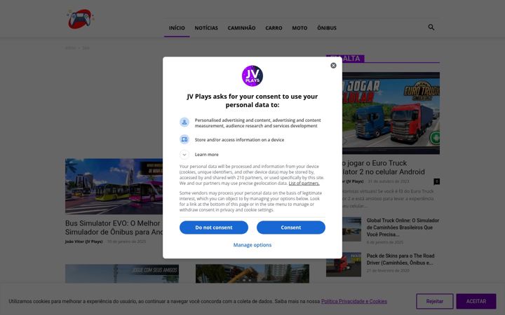 Screenshot of jvplays.com.br