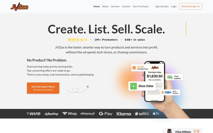 Screenshot of jvzoo.com