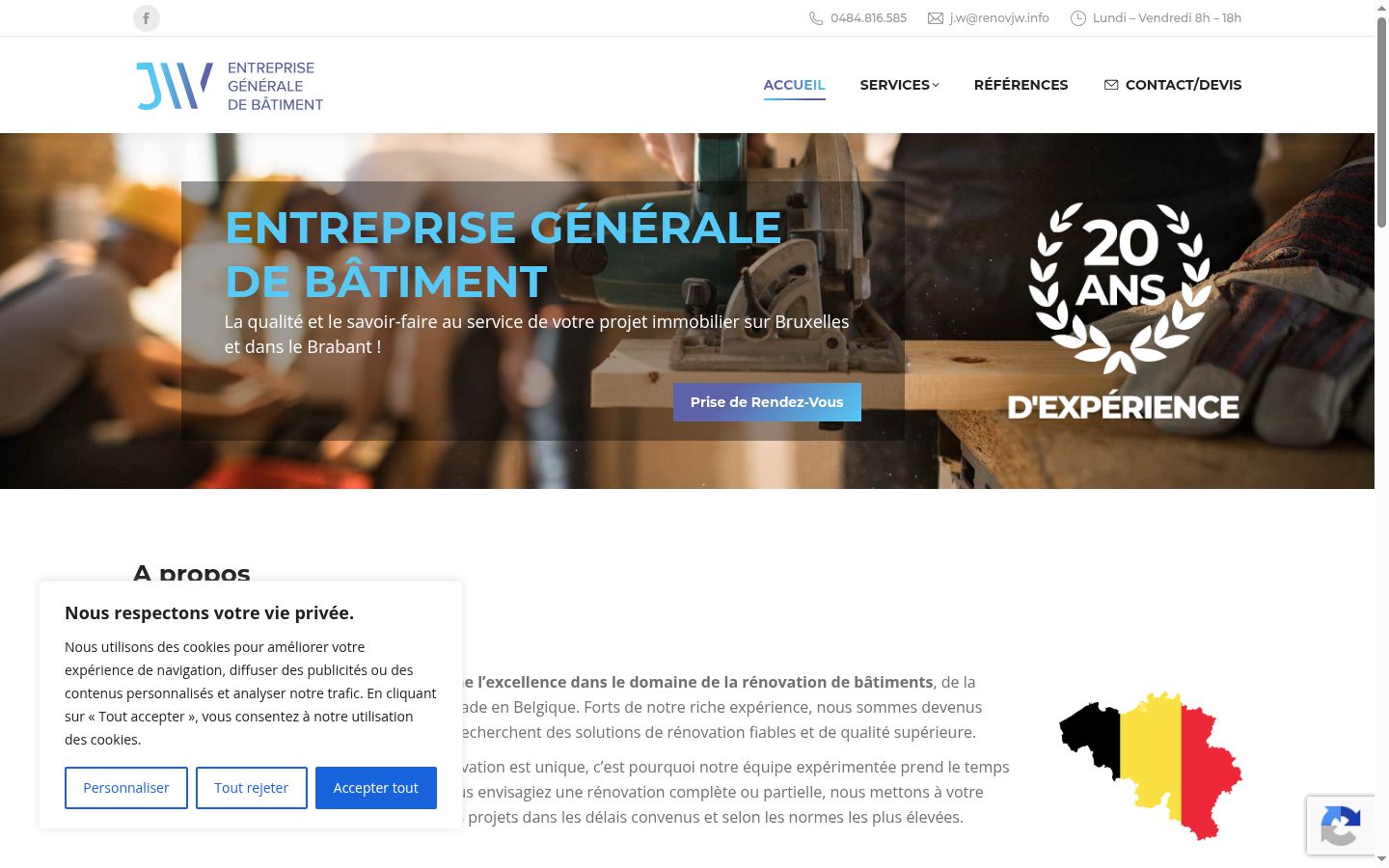 Screenshot van de toestemmingsbanner zoals getoond vóór enige interactie
