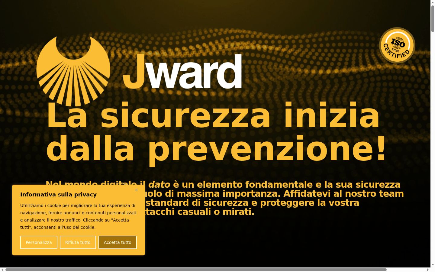 Screenshot del banner di consenso mostrato prima di qualsiasi interazione