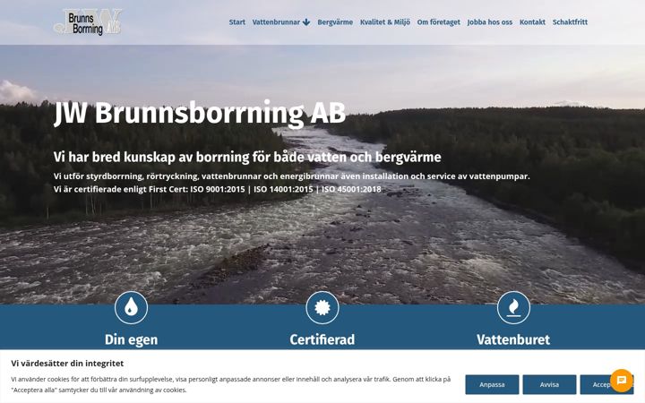 Screenshot of jwbrunnsborrning.se