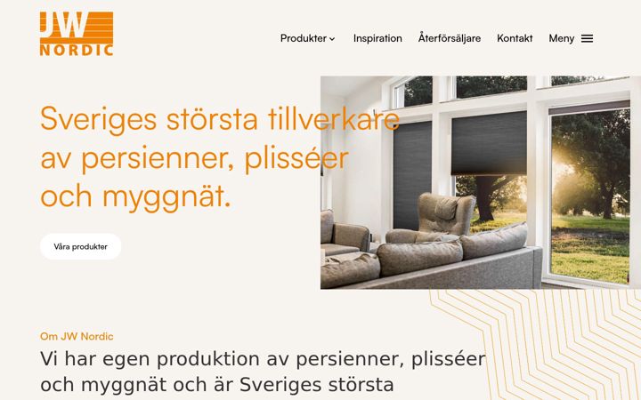 Posnetek zaslona jwnordic.se