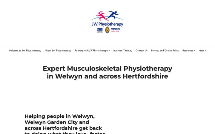 Screenshot of jwphysiotherapy.com