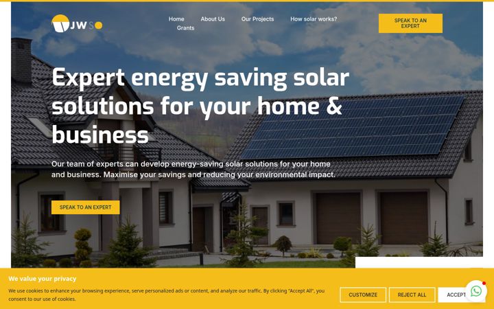 Snímek obrazovky jwsolar.ie