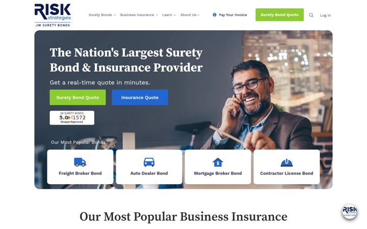 Screenshot of jwsuretybonds.com