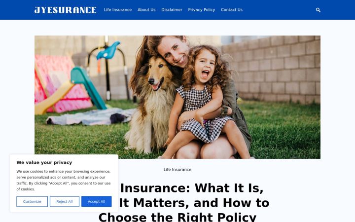 Screenshot of jyesurance.com