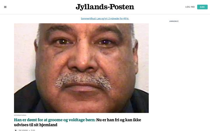 Posnetek zaslona jyllands-posten.dk