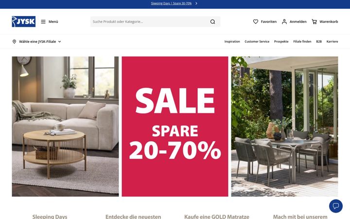 Screenshot of jysk.ch