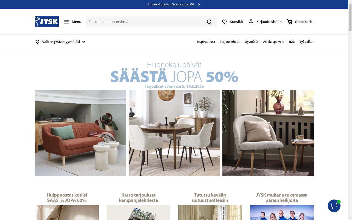 Screenshot of jysk.fi