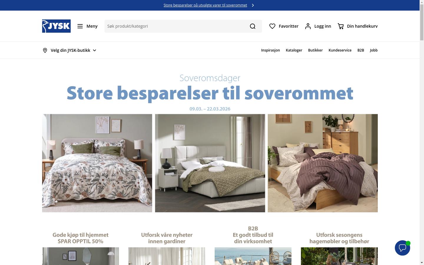 Screenshot of jysk.no