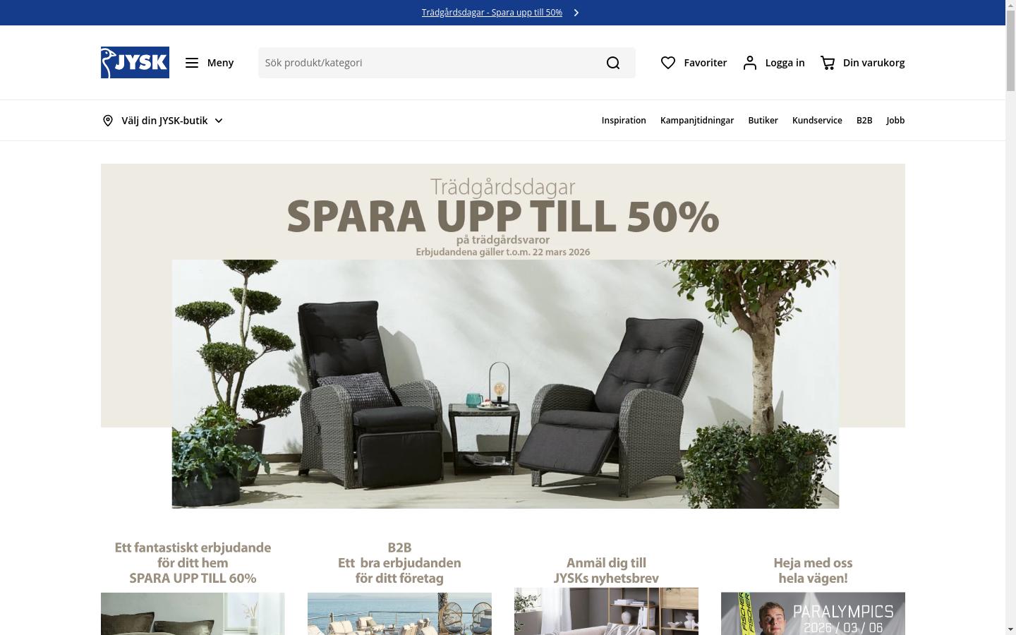 Screenshot of jysk.se