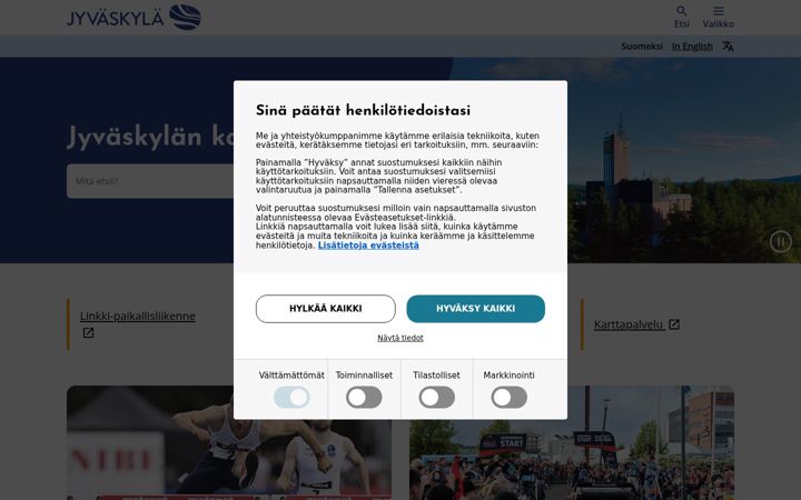 Screenshot of jyvaskyla.fi
