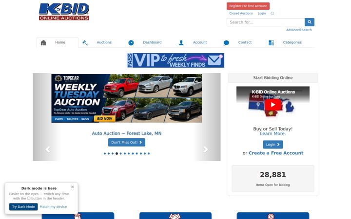 Screenshot van k-bid.com