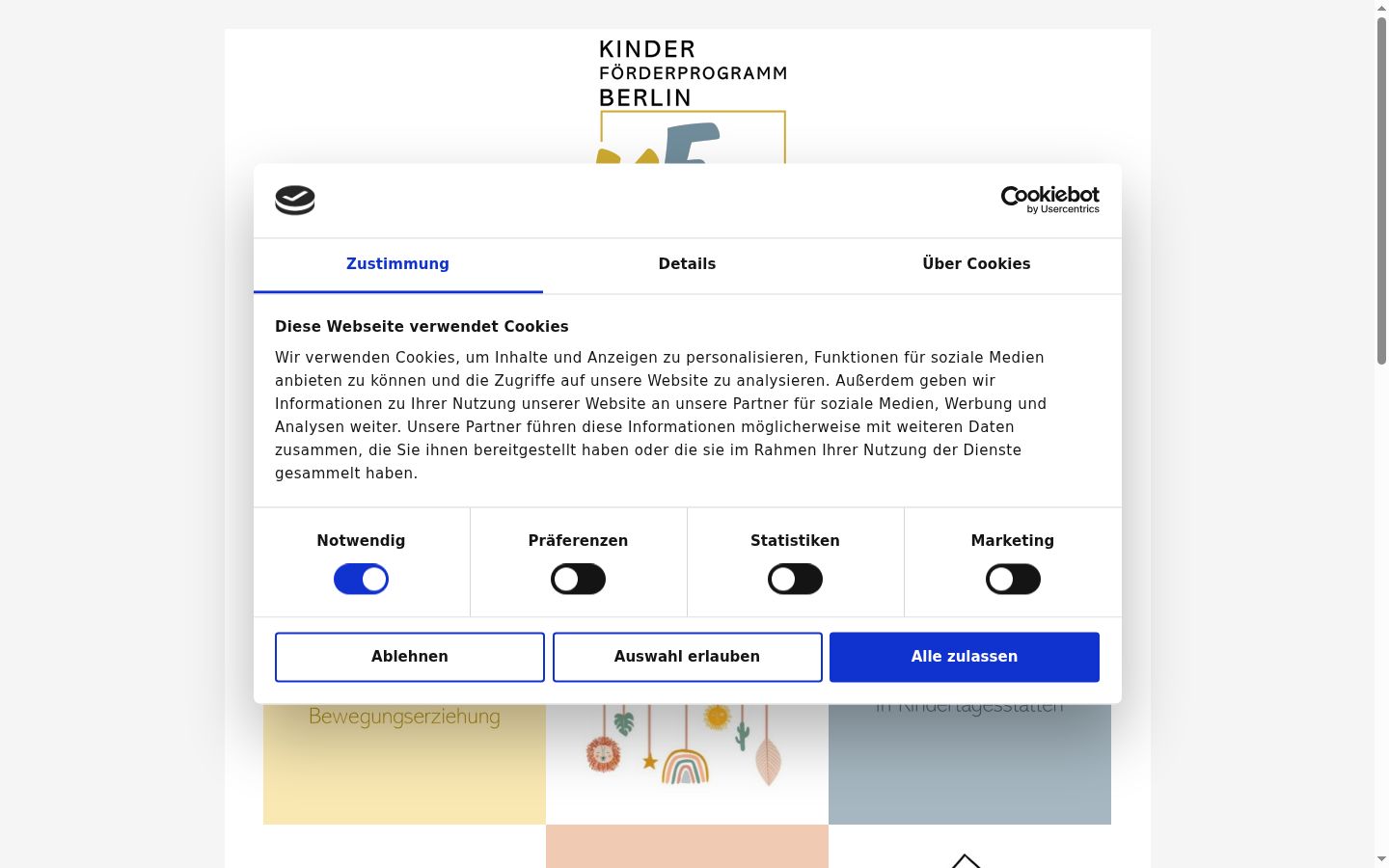 Screenshot of the consent banner shown before any interaction