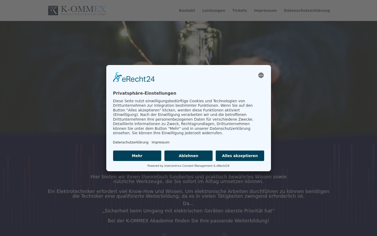 Screenshot des Einwilligungsbanners vor jeglicher Interaktion