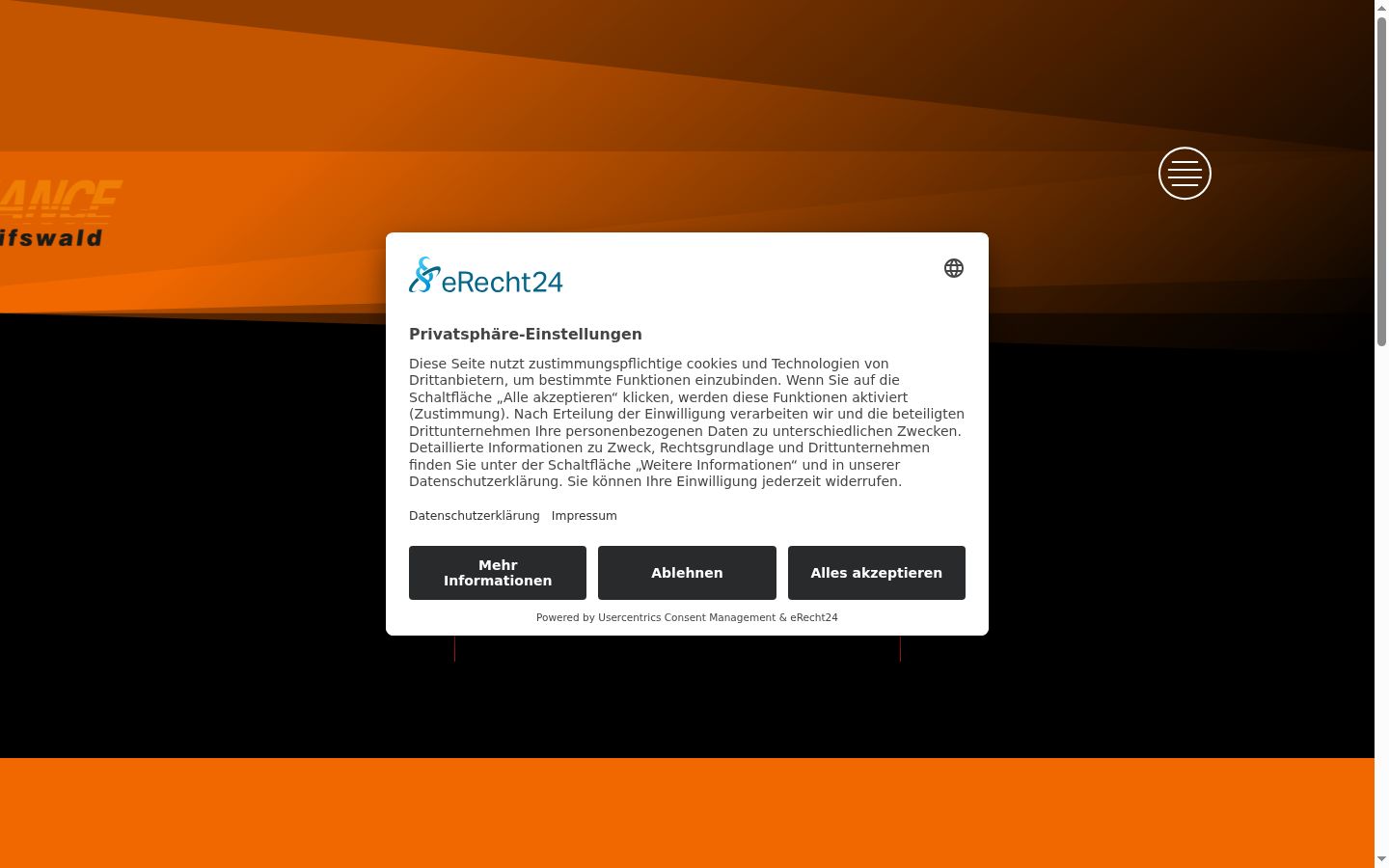 Screenshot del banner di consenso mostrato prima di qualsiasi interazione