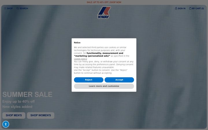 Screenshot of k-way.com