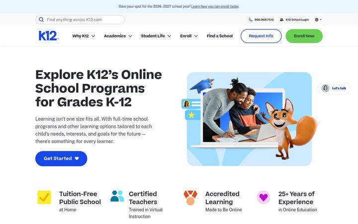 Captura de ecrã de k12.com