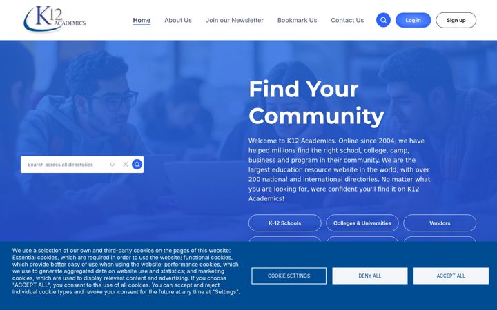 Screenshot of k12academics.com