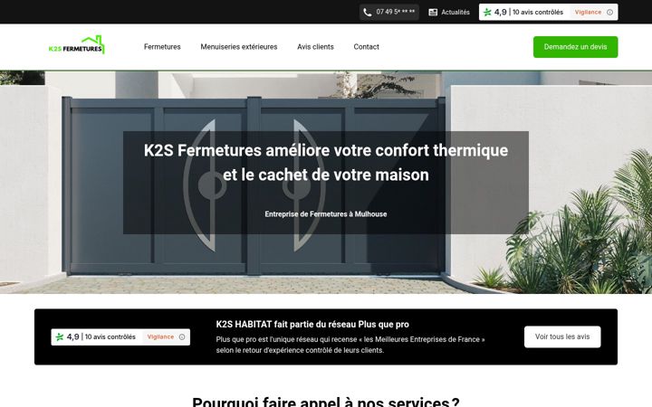Screenshot of k2sfermetures.fr