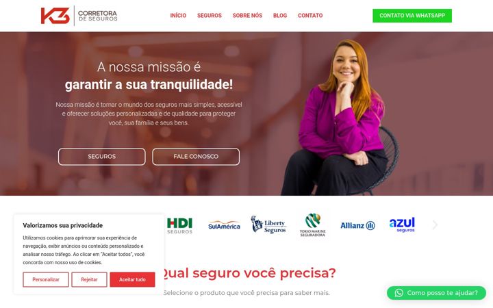 Screenshot of k3seguros.com.br