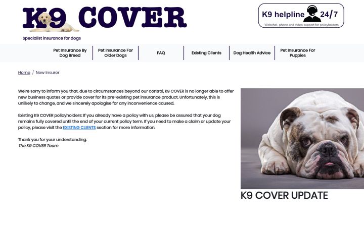 Screenshot of k9cover.com