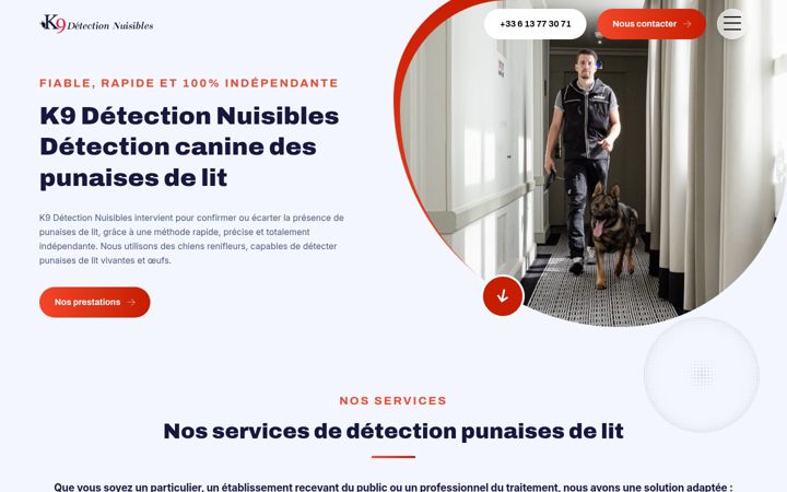 Screenshot of k9detectionnuisibles.com