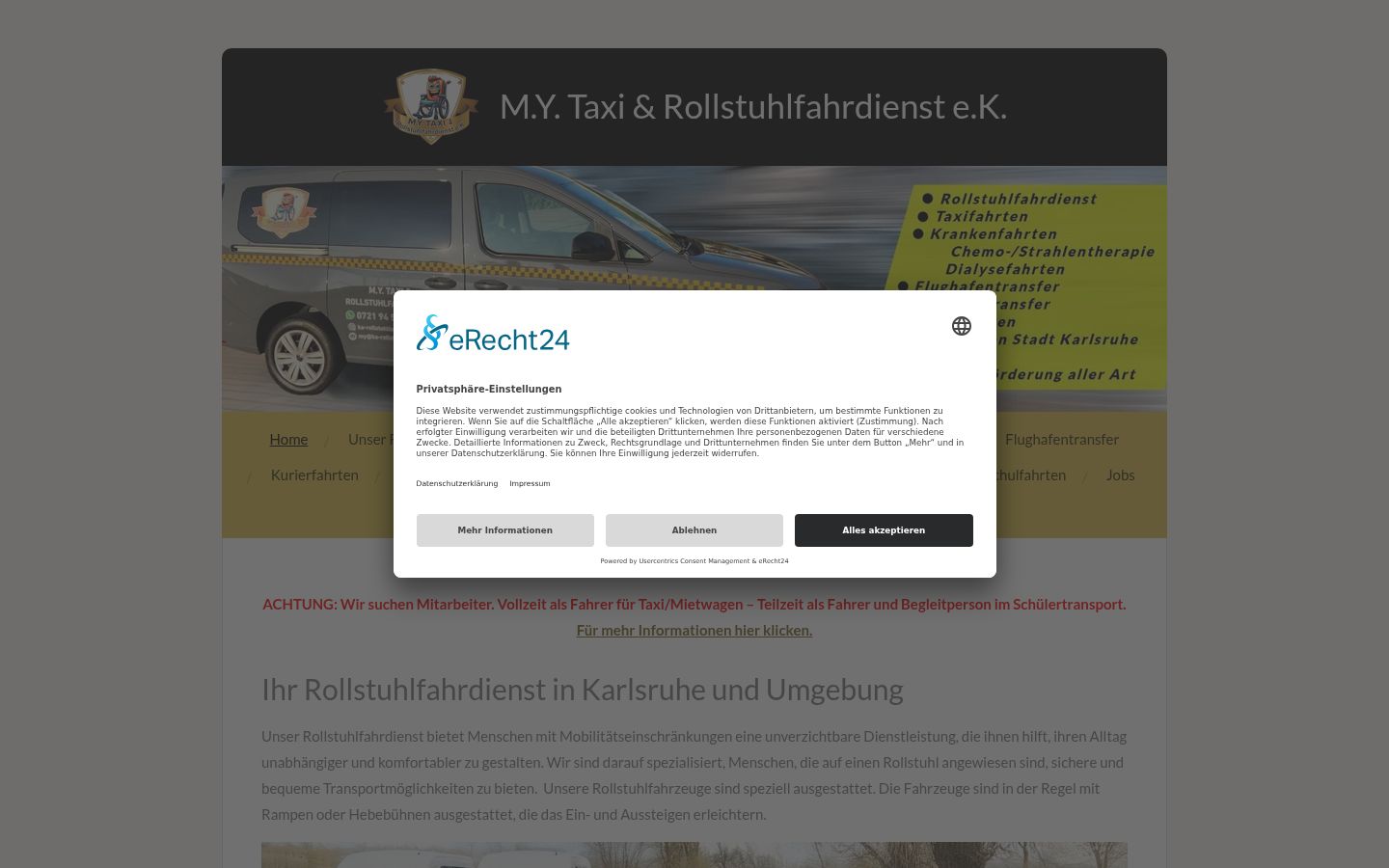Screenshot del banner di consenso mostrato prima di qualsiasi interazione