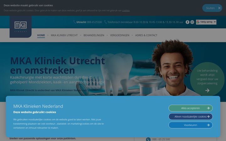 Screenshot of kaakchirurg-utrecht.nl