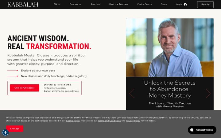 Screenshot of kabbalah.com