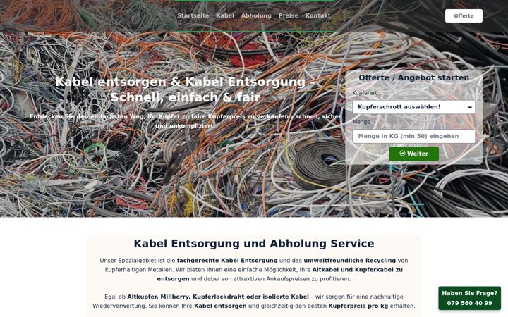 Screenshot of kabel-entsorgung.ch