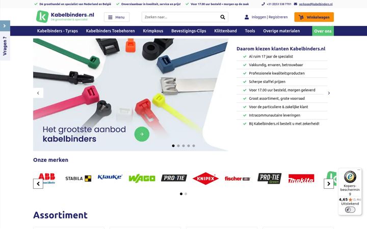 Screenshot of kabelbinders.nl