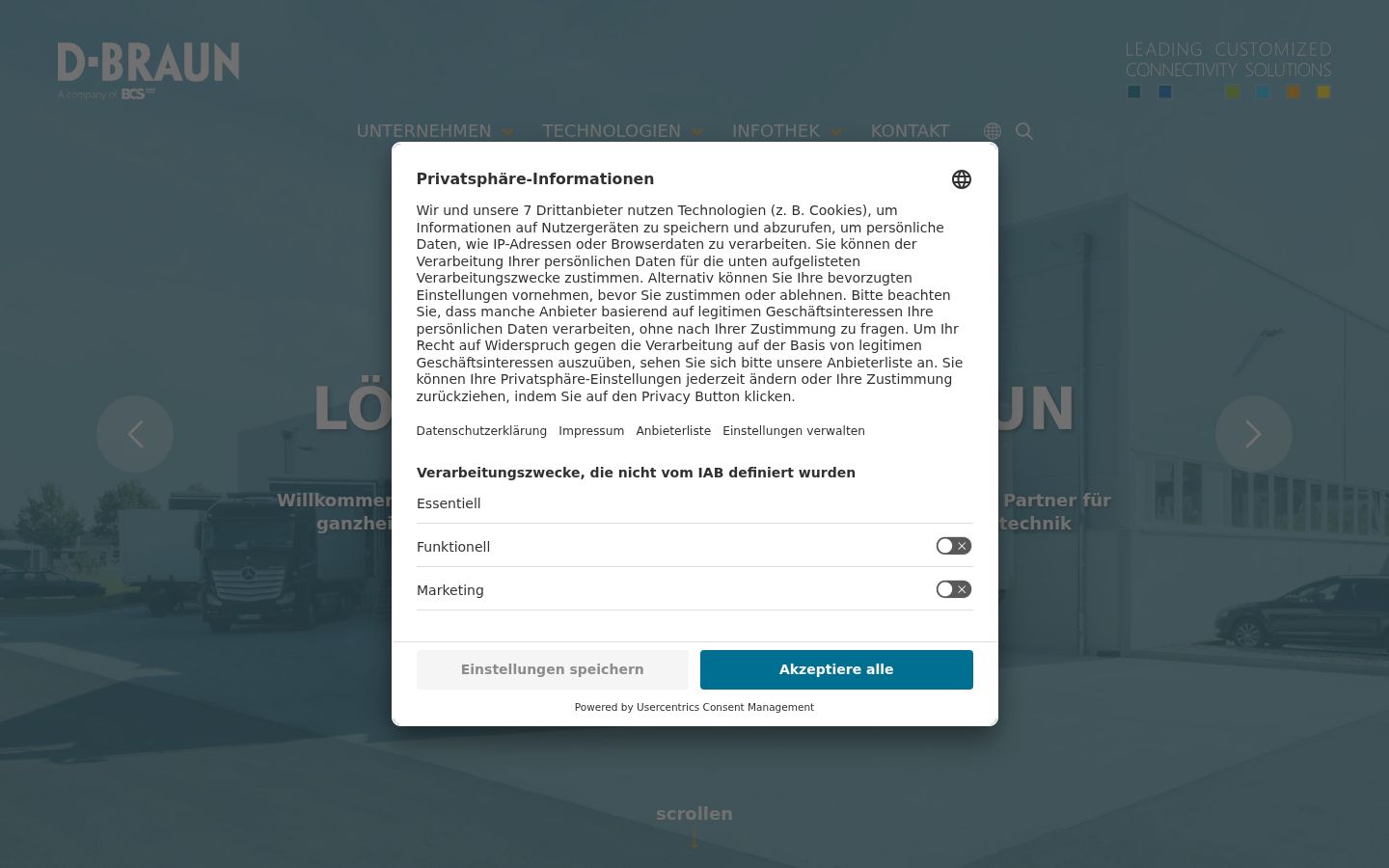 Screenshot del banner di consenso mostrato prima di qualsiasi interazione