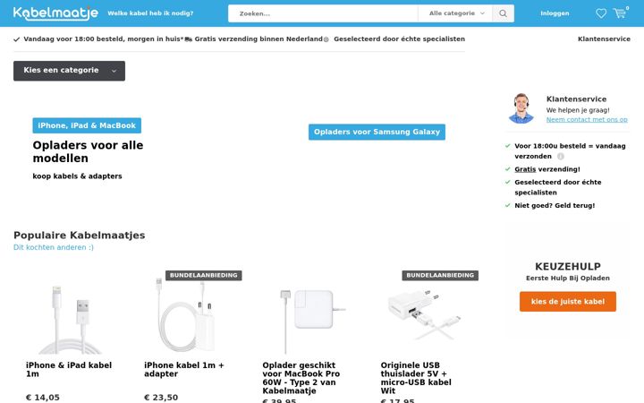 Screenshot of kabelmaatje.nl