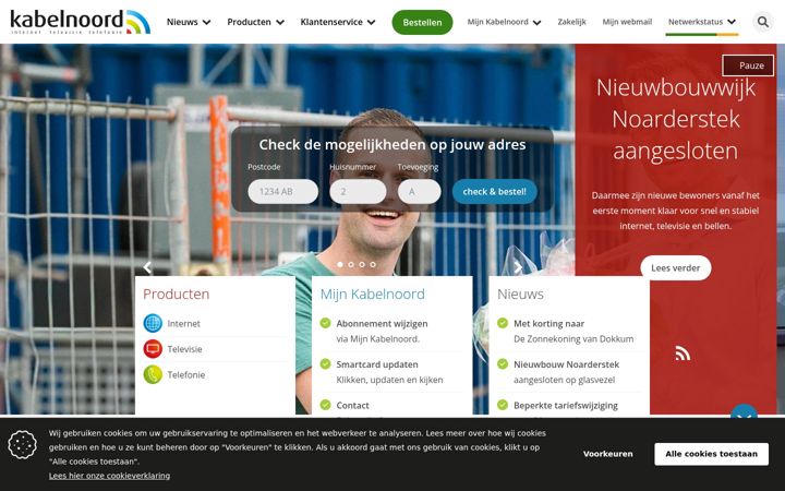 Screenshot of kabelnoord.nl