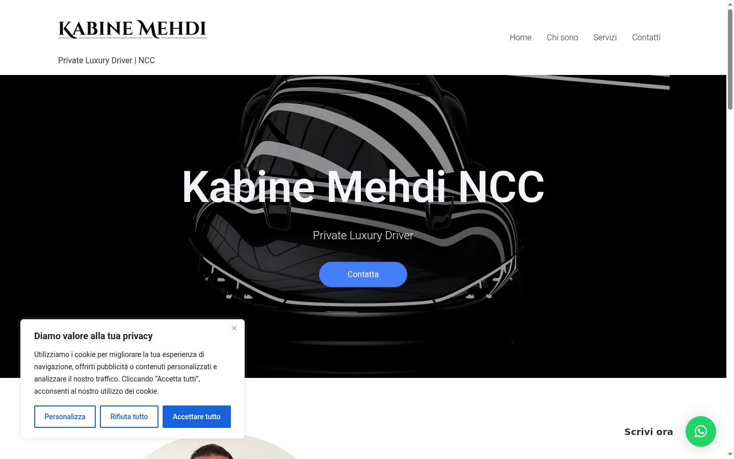 Screenshot del banner di consenso mostrato prima di qualsiasi interazione