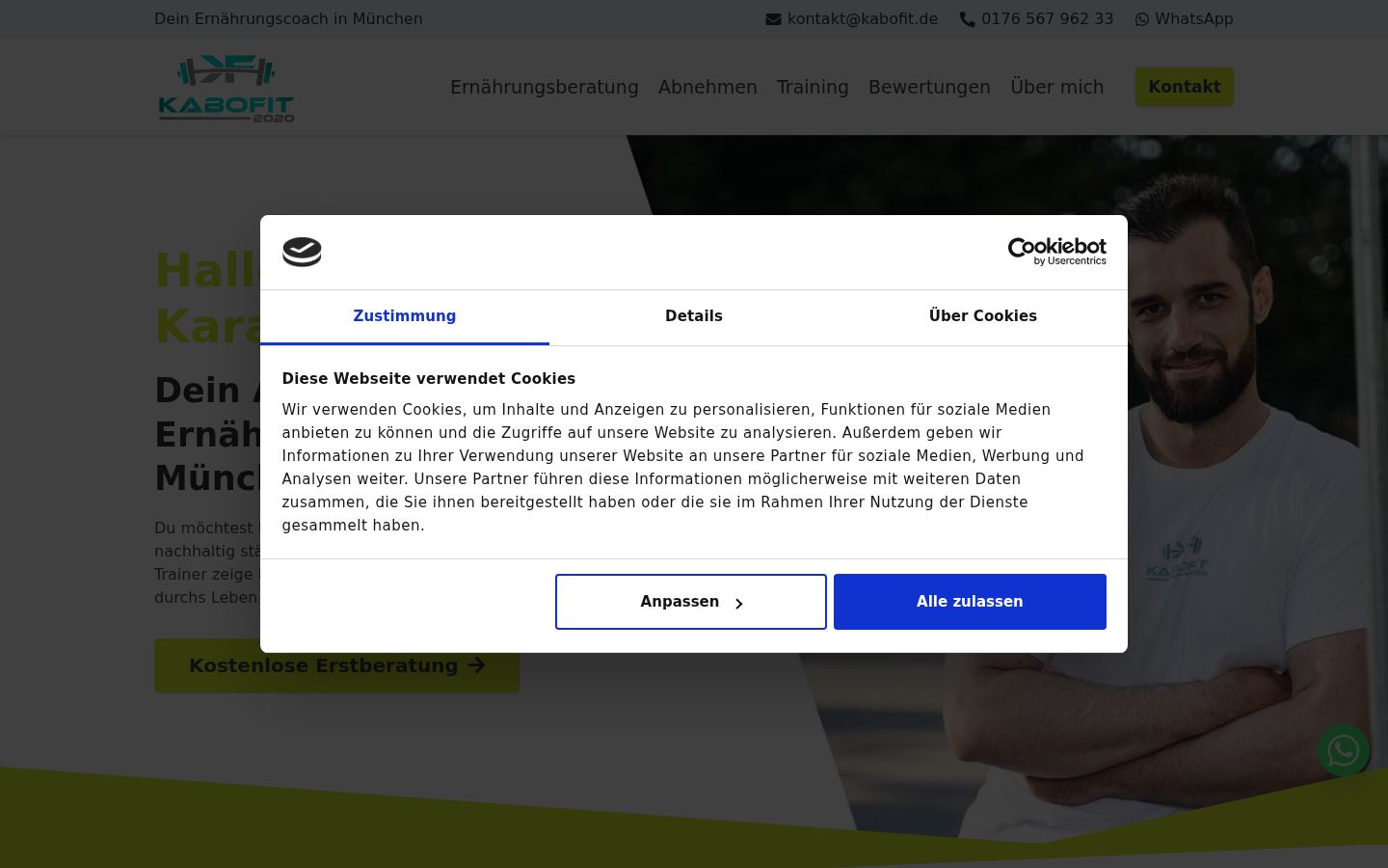Screenshot des Einwilligungsbanners vor jeglicher Interaktion