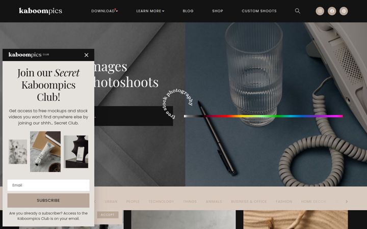 Screenshot of kaboompics.com