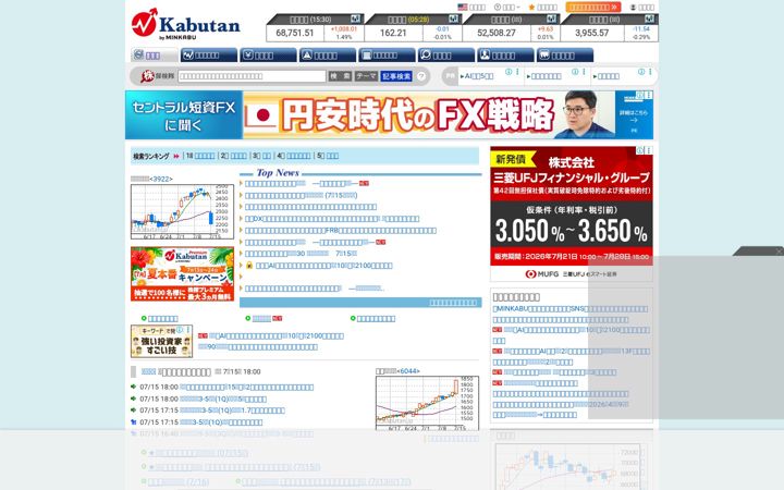 Screenshot di kabutan.jp