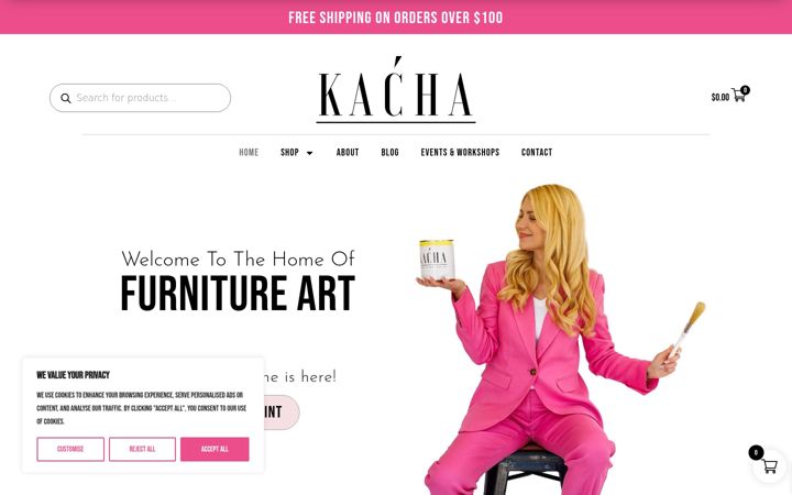 Screenshot of kachafurniture.com