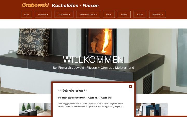 Screenshot of kachelofen-isny.de