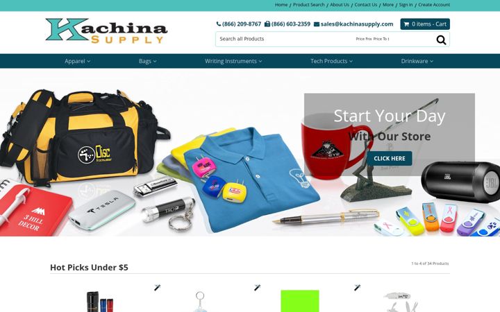 Screenshot of kachinapromosupply.com